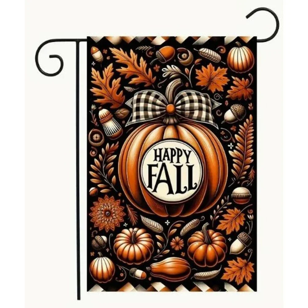Garden Flag 12x18in Double sided Happy Fall Polyester Pumpkin